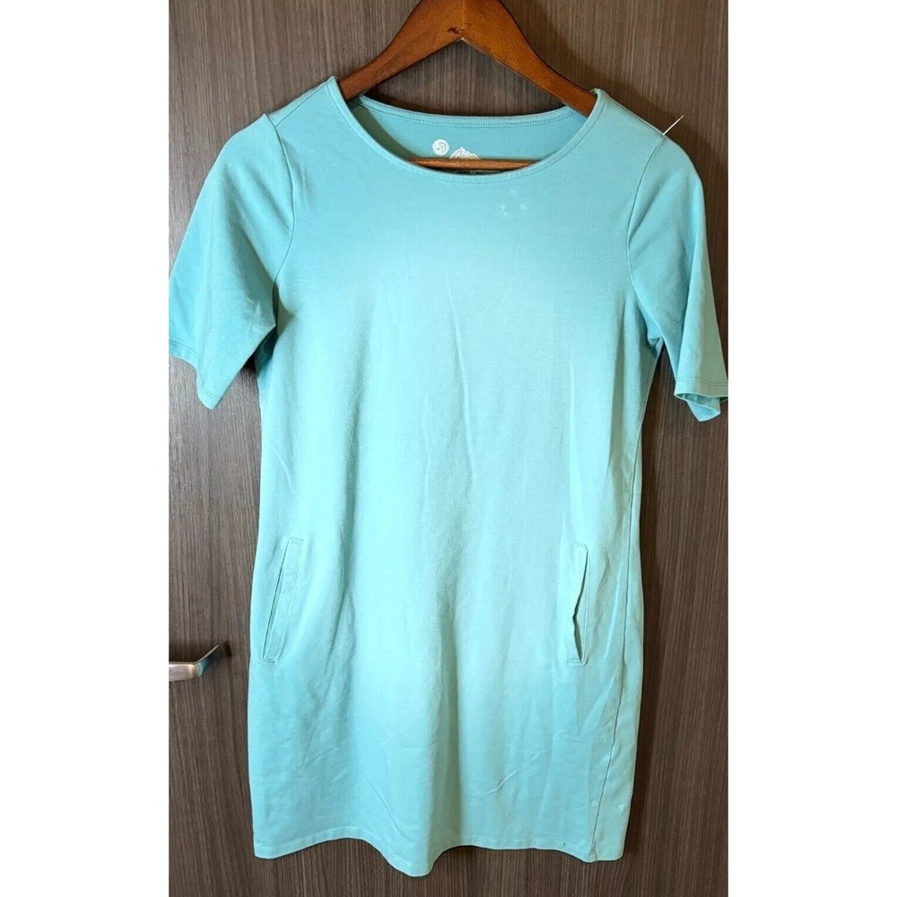 Sahalie Dress Women's S Petite Blue Stretch Pockets Round Neck Pullover